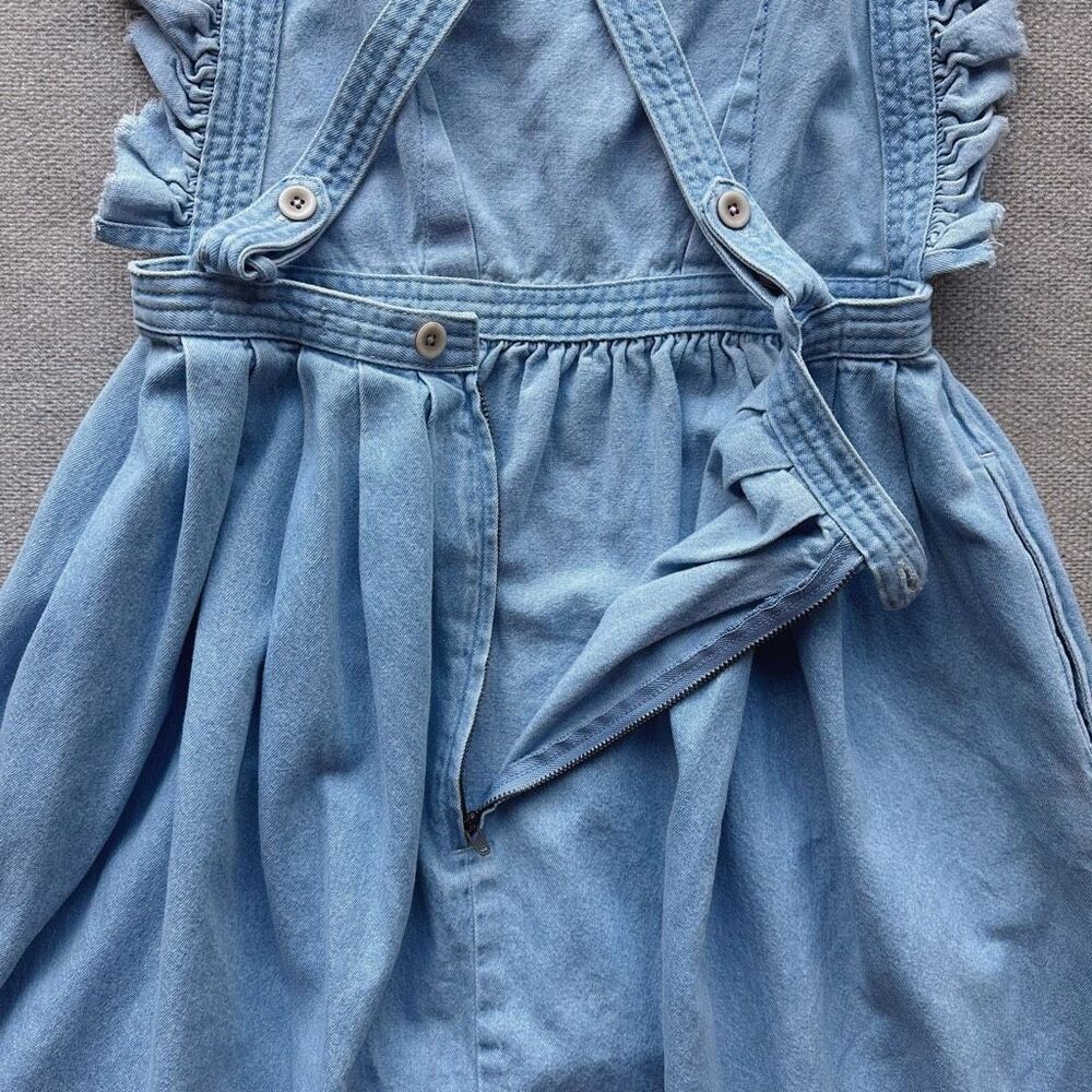 Ulla Johnson SP16 RTW Ruffle Details Denim Back Cutout Midi Dress Size XS/S - Picture 6 of 7